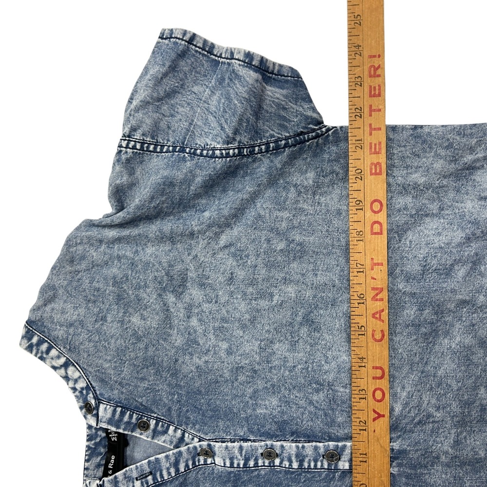 Tencel Acid Wash Tunic Dress M Blue Ruffle Hem Oversized Lagenlook Boho Earthy - Picture 10 of 11